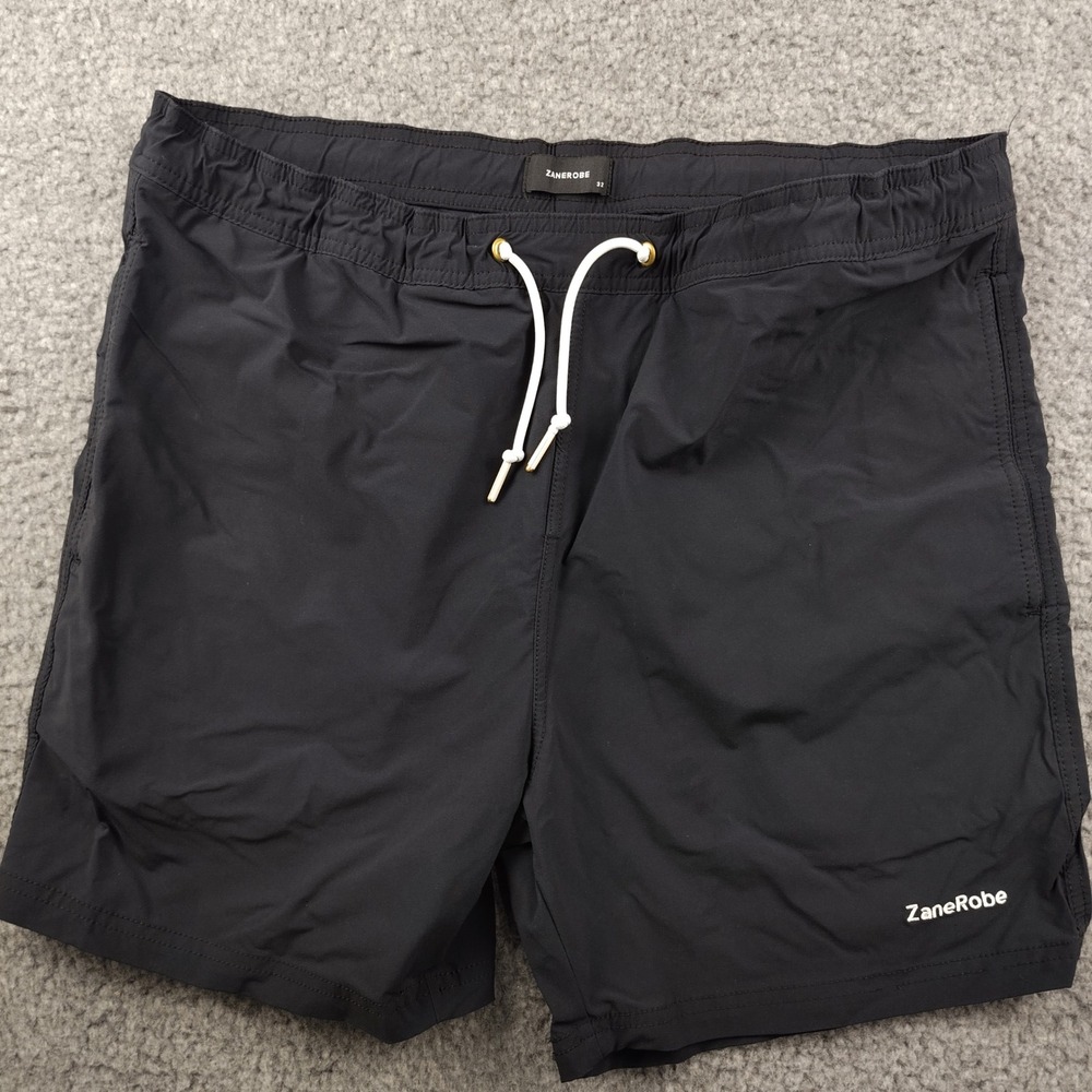 Zanerobe Shorts Mens 32 Black Drawstring Elastic Waist Stretch Performance EUC